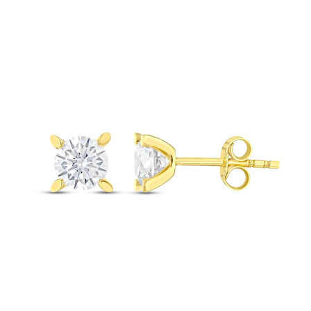 Altın Tektaş Küpe - 14K - 1.28gr