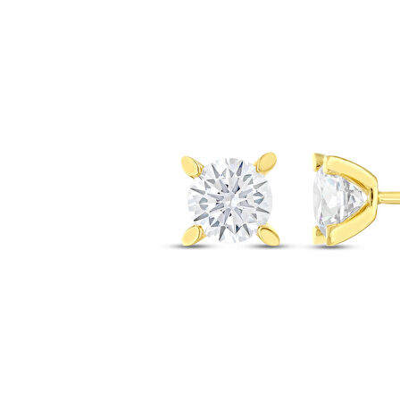 Altın Tektaş Küpe - 14K - 1.28gr