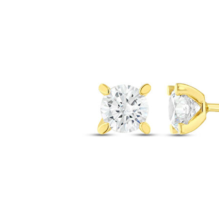 Altın Tektaş Küpe - 14K - 1.00gr