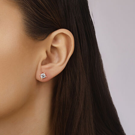 Altın Tektaş Küpe - 14K - 0.91gr