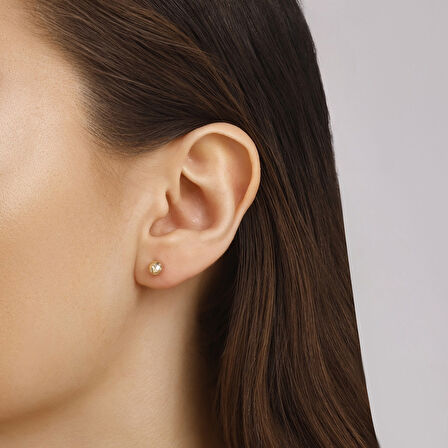 Altın Top Küpe - 14K - 0.67gr