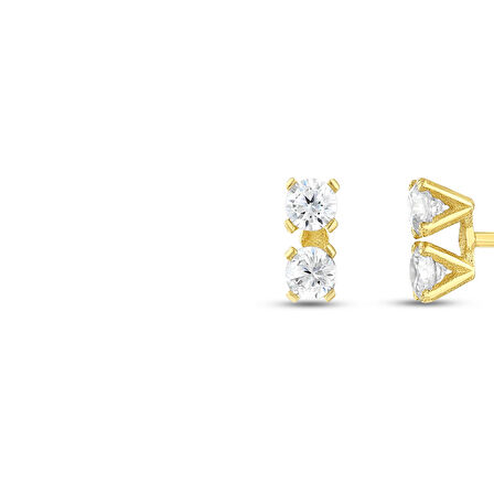 Taşlı Altın Küpe - 14K - 0.71gr