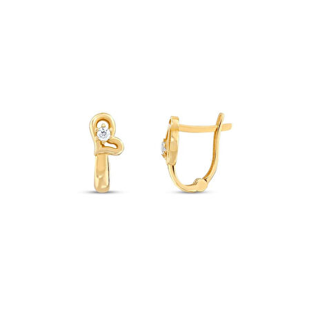 Kalp Figürlü Altın Çocuk Küpe - 14K - 1.22gr