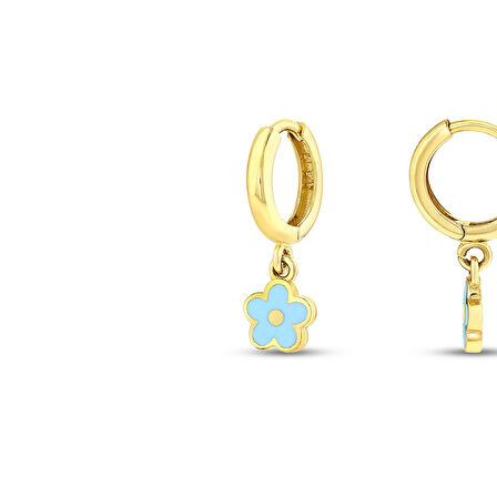 Çiçek Figürlü Altın Çocuk Küpe - 14K - 2.30gr