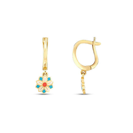 Çiçek Figürlü Altın Çocuk Küpe - 14K - 1.33gr