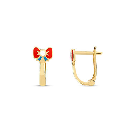 Fiyonk Figürlü Altın Çocuk Küpe - 14K - 1.07gr