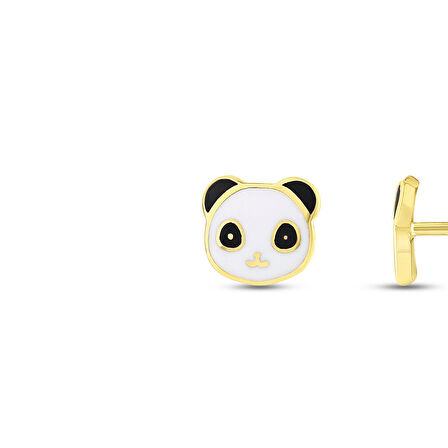 Panda Figürlü Altın Çocuk Küpe - 14K - 0.99gr