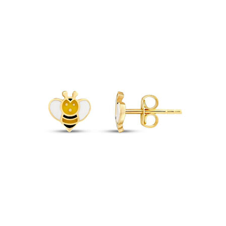 Arı Figürlü Altın Çocuk Küpe - 14K - 0.90gr