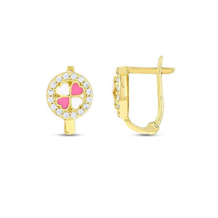 Çiçek Figürlü Altın Çocuk Küpe - 14K - 1.64gr