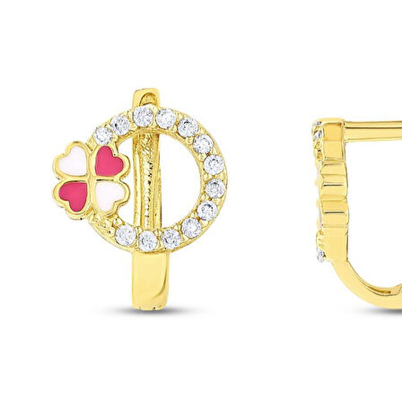 Altın Çiçek Figürlü Çocuk Küpe - 14K