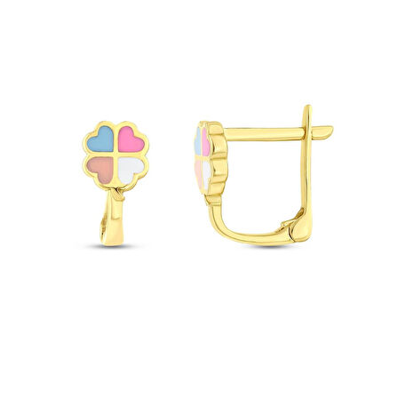 Çiçek Figürlü Altın Çocuk Küpe - 14K - 1.22gr