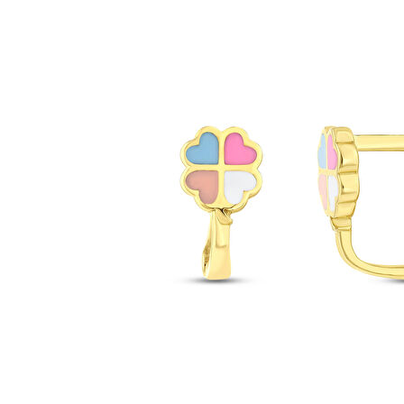 Çiçek Figürlü Altın Çocuk Küpe - 14K - 1.22gr