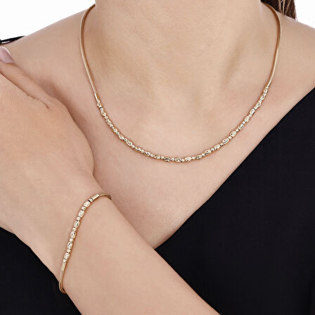 Tasarım Altın Set - 14K - 3.15gr