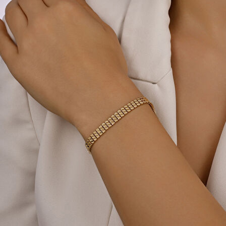 Tasarım Altın Bileklik - 14K - 10.19gr