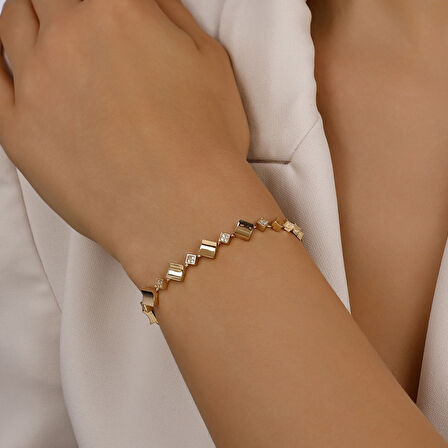 Altın Tasarım Bileklik - 14K - 8.58gr