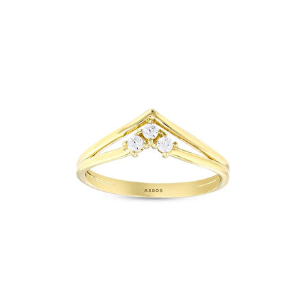 Taşlı Tasarım Altın Yüzük - 14K - 2.03gr