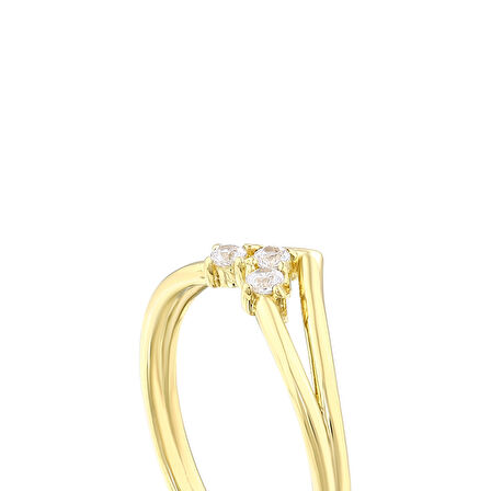 Taşlı Tasarım Altın Yüzük - 14K - 2.03gr