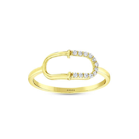 Taşlı Tasarım Altın Yüzük - 14K - 1.03gr