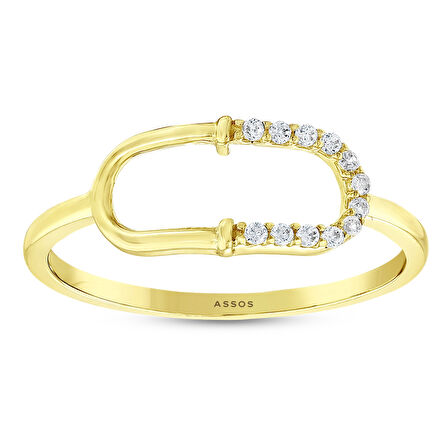 Taşlı Tasarım Altın Yüzük - 14K - 1.03gr