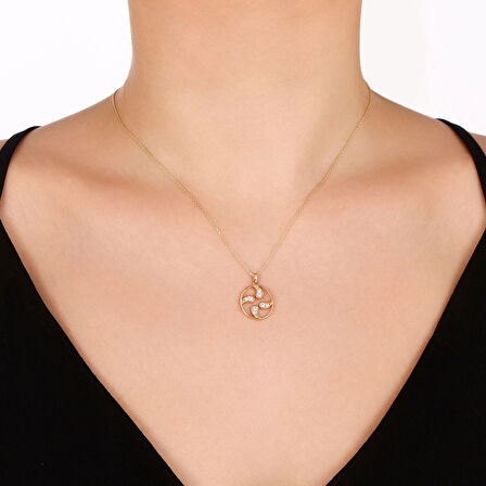 Tasarım Altın Kolye - 14K - 2.02gr