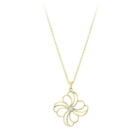 Çiçek Figürlü Altın Kolye - 14K - 1.64gr
