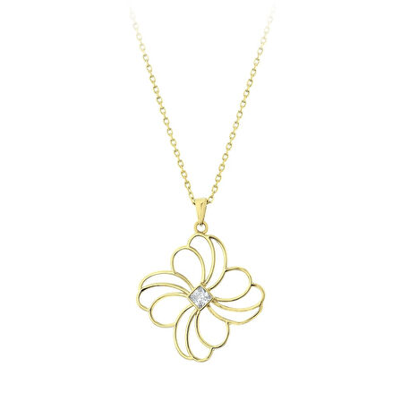 Çiçek Figürlü Altın Kolye - 14K - 1.64gr