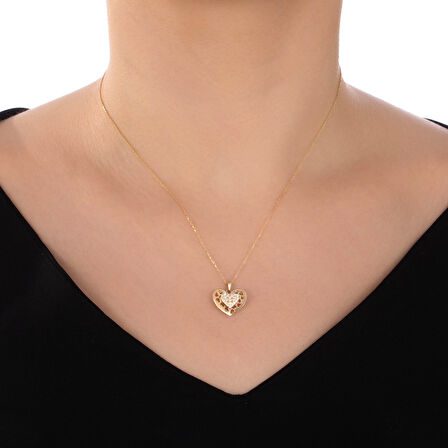 Kalp Figürlü Altın Kolye - 14K - 2.17gr