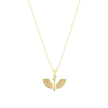 Kuş Figürlü Altın Kolye - 14K - 1.55gr