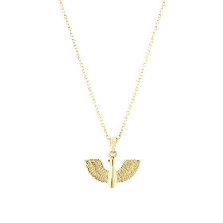 Kuş Figürlü Altın Kolye - 14K - 1.55gr