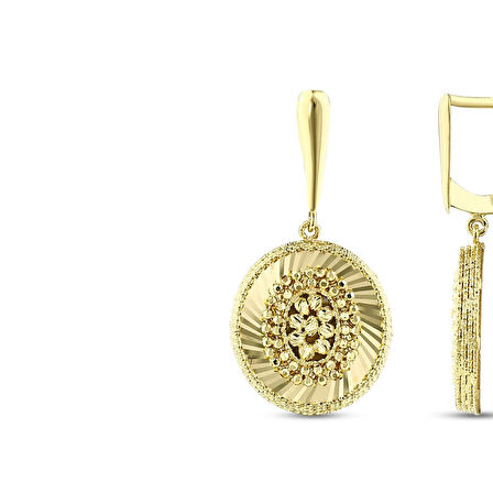 Tasarım Altın Küpe - 14K - 6.35gr