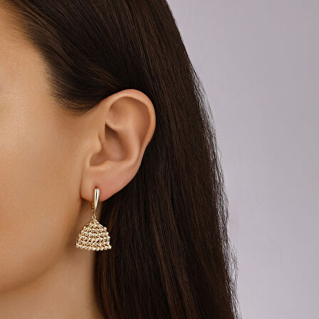 Tasarım Altın Küpe - 14K - 6.18gr