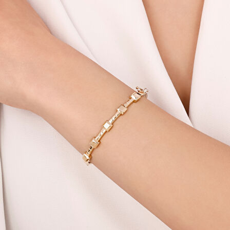 Tasarım Altın Kelepçe Bilezik - 14K - 5.84gr