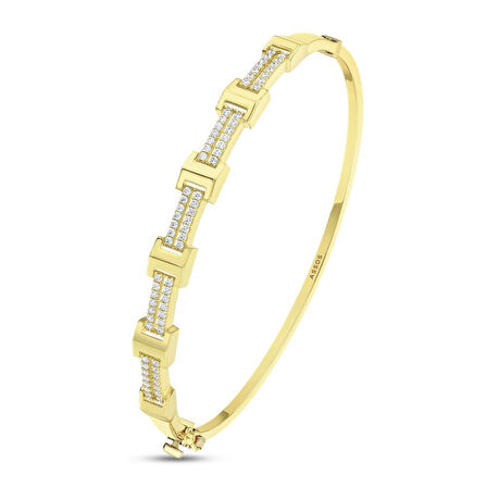 Taşlı Altın Kelepçe - 14K - 5.64gr