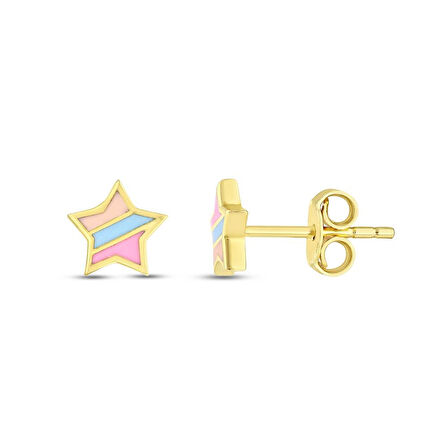 Yıldız Figürlü Altın Çocuk Küpe - 14K - 1.18gr
