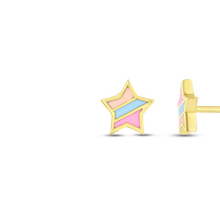 Yıldız Figürlü Altın Çocuk Küpe - 14K - 1.18gr