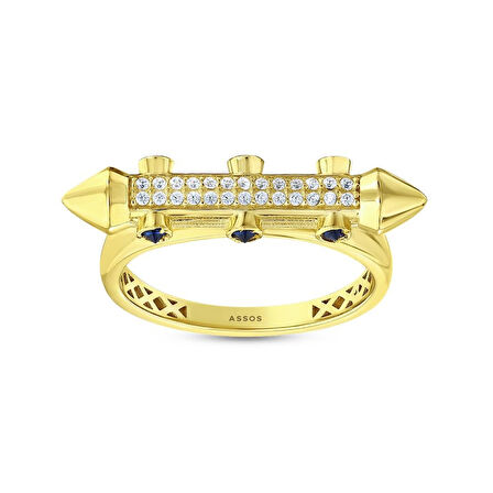 Taşlı Tasarım Altın Yüzük - 14K - 3.43gr