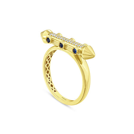 Taşlı Tasarım Altın Yüzük - 14K - 3.43gr