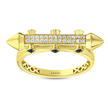 Taşlı Tasarım Altın Yüzük - 14K - 3.43gr