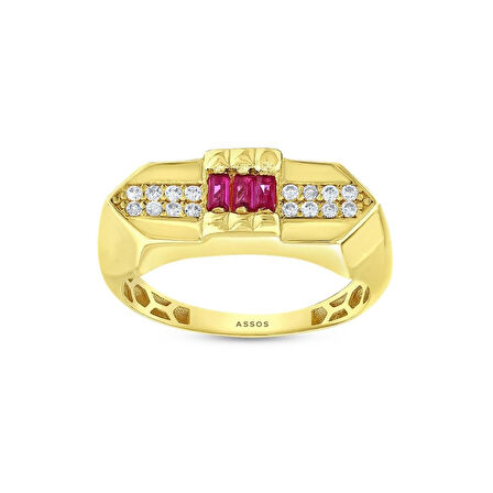 Renkli Taşlı Altın Yüzük - 14K - 2.88gr