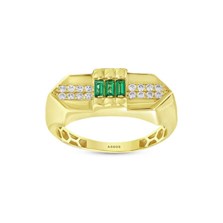 Renkli Taşlı Altın Yüzük - 14K - 3.01gr