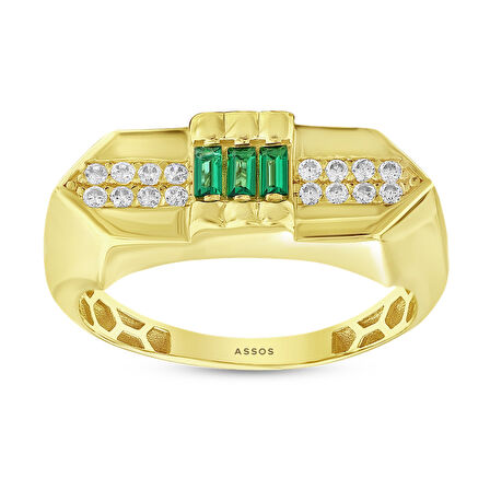 Renkli Taşlı Altın Yüzük - 14K - 3.01gr