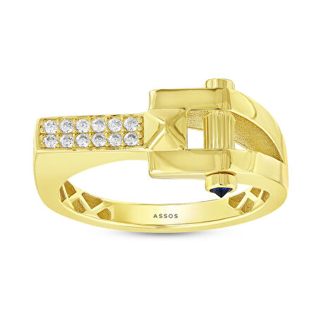 Taşlı Tasarım Altın Yüzük - 14K - 3.28gr