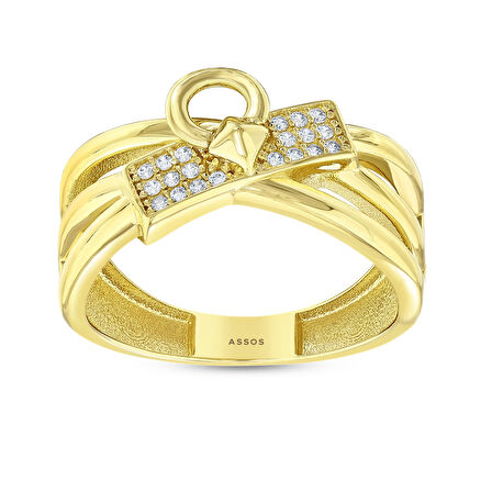 Taşlı Tasarım Altın Yüzük - 14K - 2.87gr