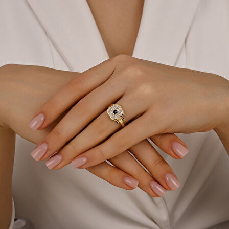 Renkli Taşlı Altın Yüzük - 14K - 4.28gr