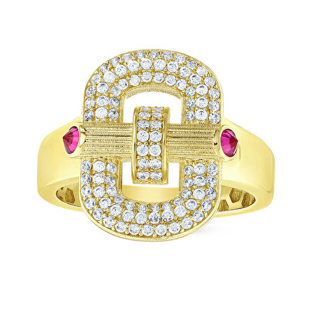 Taşlı Tasarım Altın Yüzük - 14K - 4.07gr