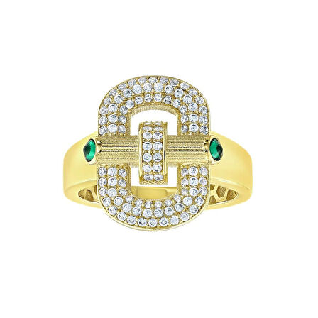 Taşlı Tasarım Altın Yüzük - 14K - 4.33gr