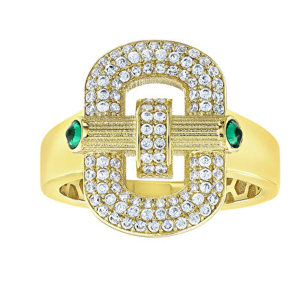 Taşlı Tasarım Altın Yüzük - 14K - 4.33gr