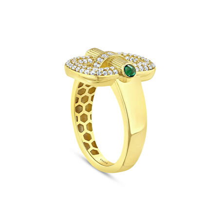 Taşlı Tasarım Altın Yüzük - 14K - 4.33gr