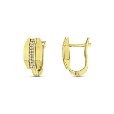 Taşlı Altın Küpe - 14K - 2.74gr