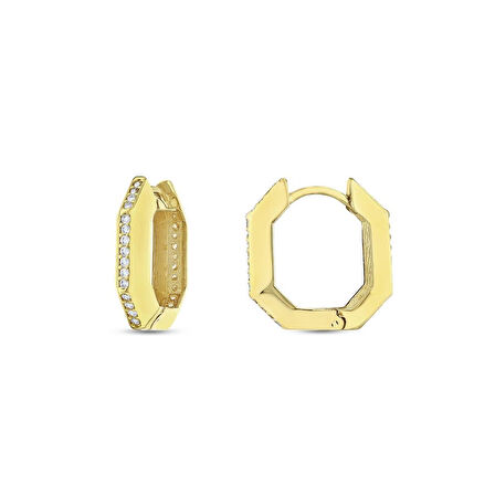 Taşlı Altın Küpe - 14K - 3.18gr